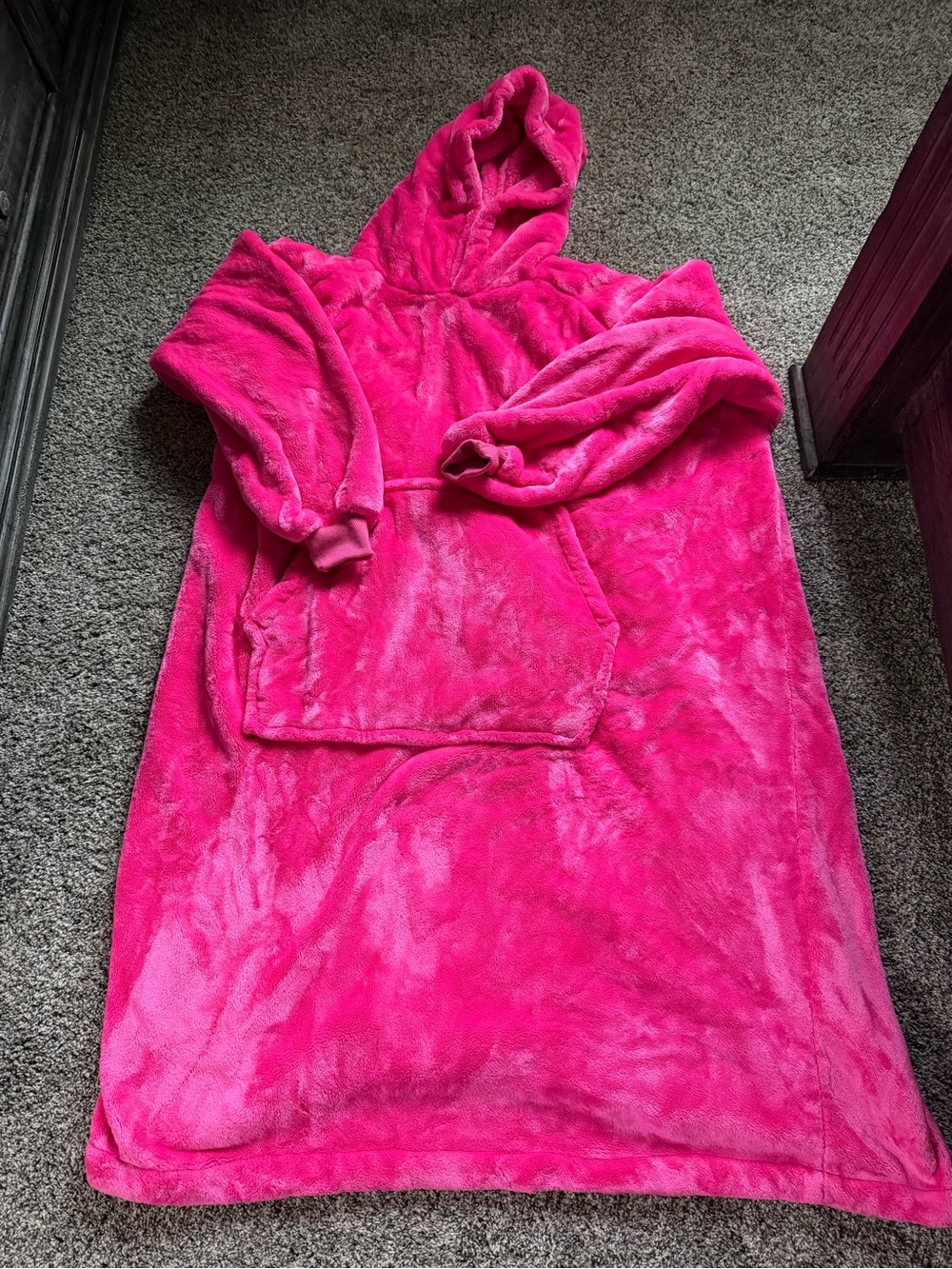 Plush Hooded Wearable Blanket Robe - Hot Pink